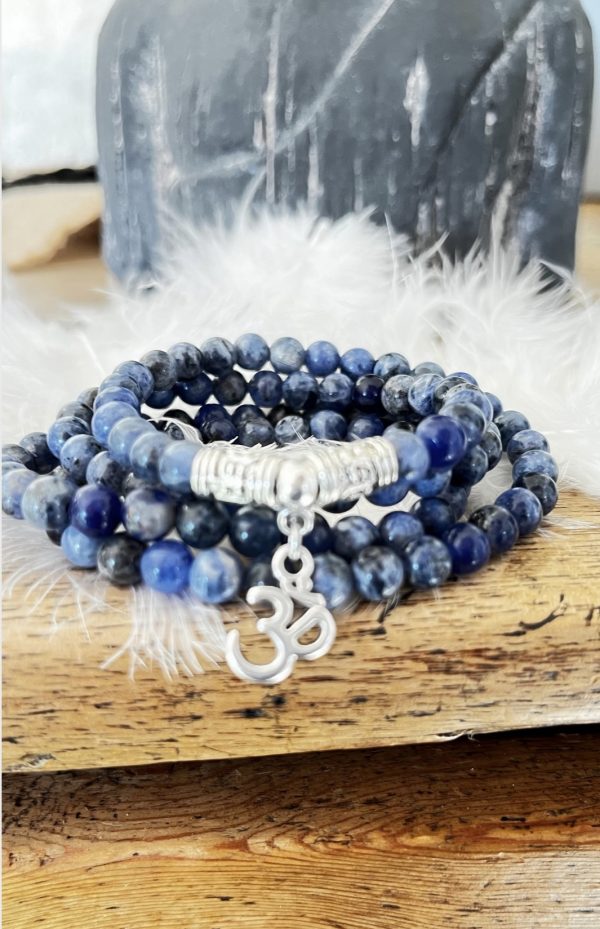 Mala en Pierres Naturelles de Sodalite pour la Concentration