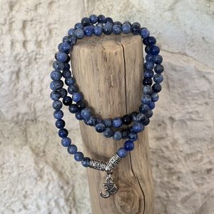Mala en Pierres Naturelles de Sodalite pour la Concentration