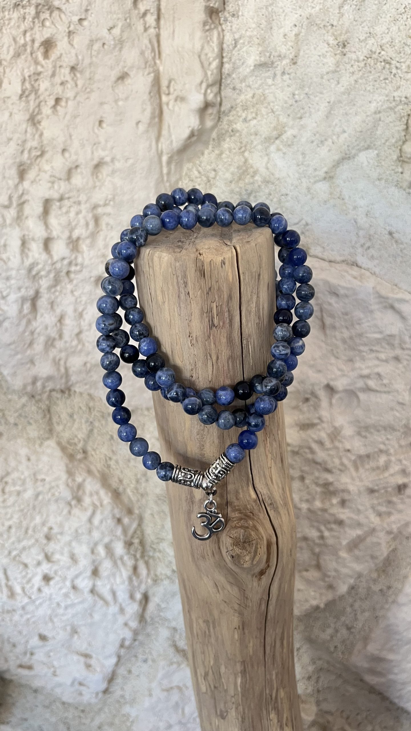 Mala en Pierres Naturelles de Sodalite pour la Concentration