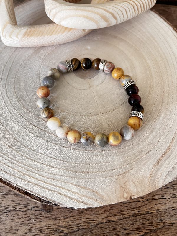 Bracelet en pierres naturelles Crazy Lace et Œil de Tigre – Harmonie et Protection – Image 3