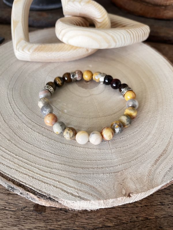 Bracelet en pierres naturelles Crazy Lace et Œil de Tigre – Harmonie et Protection – Image 2