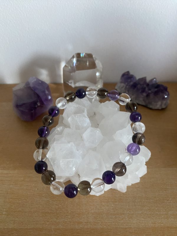 Trio Énergétique : Cristal de Roche, Améthyste et Quartz Fumé – Harmonie, Clarté et Ancrage – Image 2