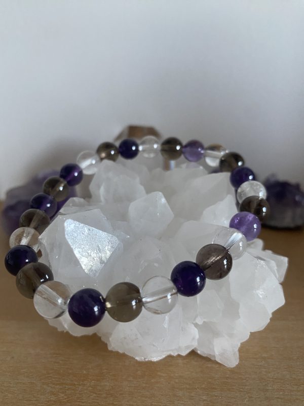 Trio Énergétique : Cristal de Roche, Améthyste et Quartz Fumé – Harmonie, Clarté et Ancrage – Image 3