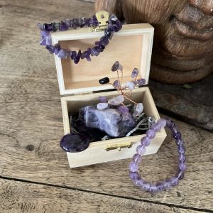 Coffret amethyste en pierres naturelles