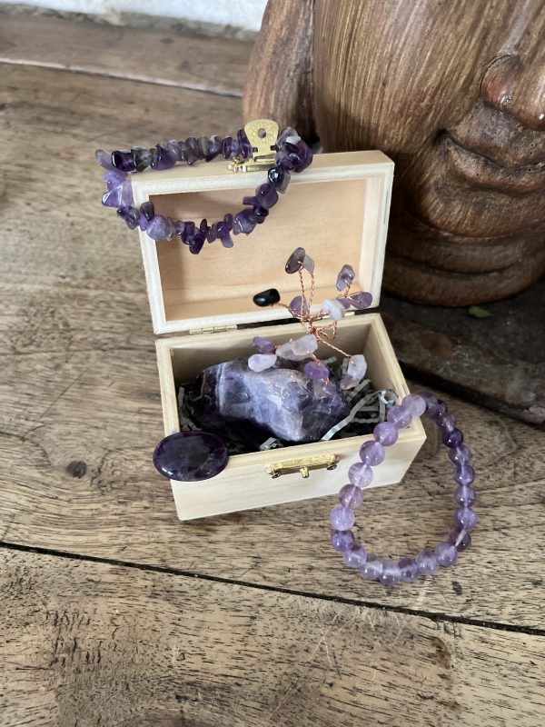 Coffret amethyste en pierres naturelles