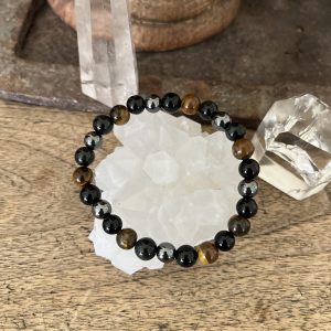 Bracelet Protection Homme en Obsidienne, Hématite et Œil de Tigre – Force & Ancrage