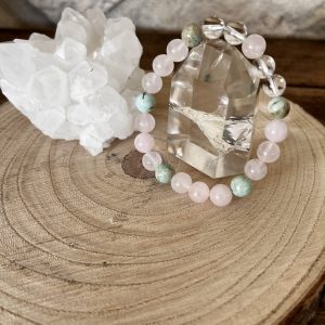 Bracelet Harmonie Intérieure – Turquoise, Quartz Rose & Cristal de Roche