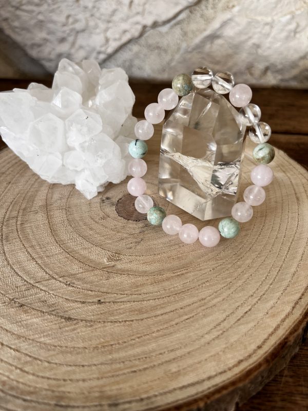 Bracelet Harmonie Intérieure – Turquoise, Quartz Rose & Cristal de Roche