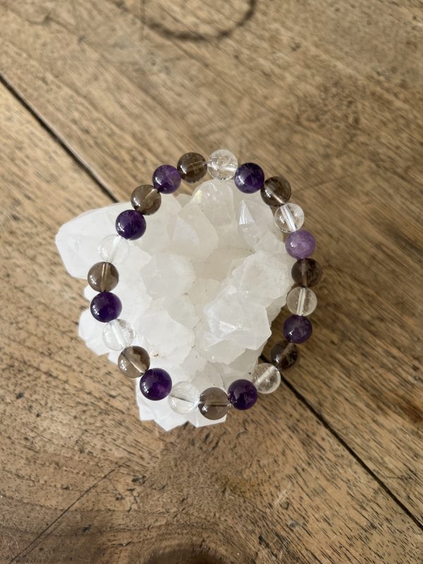 Trio Énergétique : Cristal de Roche, Améthyste et Quartz Fumé – Harmonie, Clarté et Ancrage – Image 5