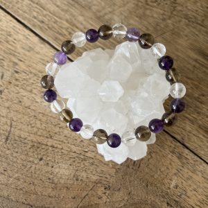 Trio Énergétique : Cristal de Roche, Améthyste et Quartz Fumé – Harmonie, Clarté et Ancrage