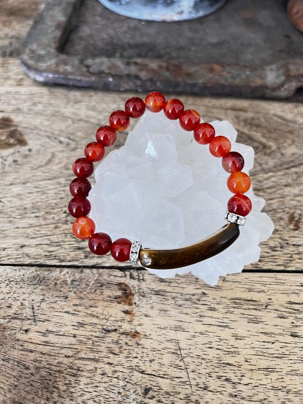 Bracelet Femme Protection & Énergie – Œil de Tigre & Cornaline | Pierre Naturelle – Image 2