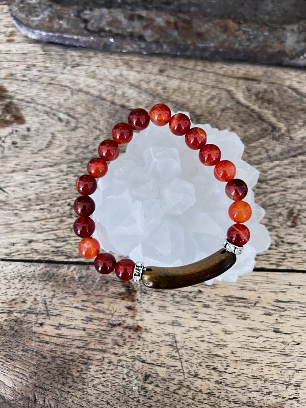 Bracelet Femme Protection & Énergie – Œil de Tigre & Cornaline | Pierre Naturelle – Image 3