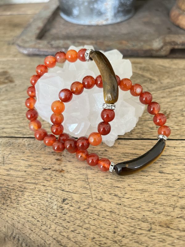 Bracelet Femme Protection & Énergie – Œil de Tigre & Cornaline | Pierre Naturelle – Image 4