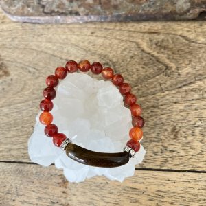 Bracelet Femme Protection & Énergie – Œil de Tigre & Cornaline | Pierre Naturelle