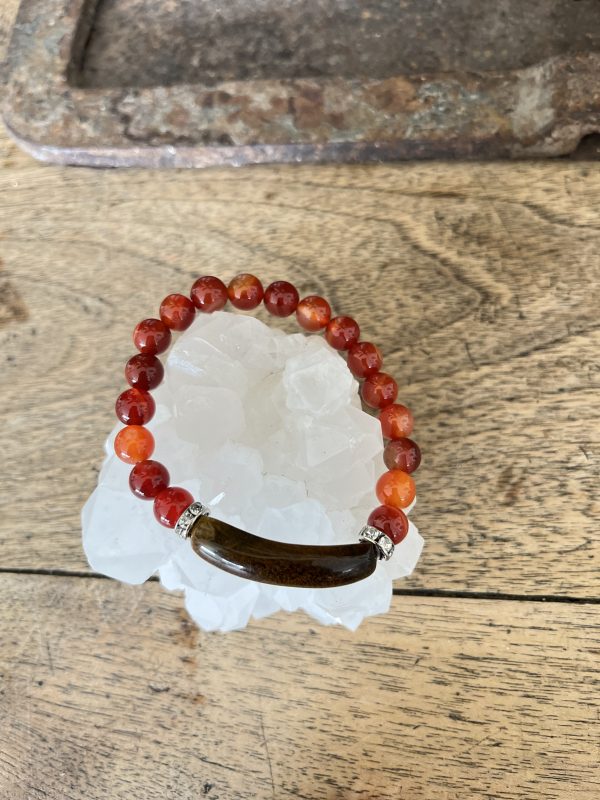 Bracelet Femme Protection & Énergie – Œil de Tigre & Cornaline | Pierre Naturelle