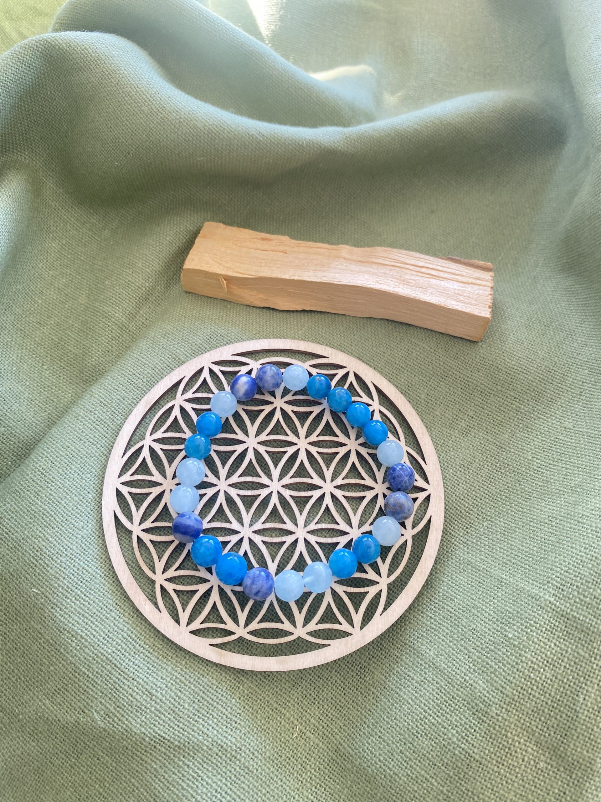 Bracelet Chakra de la Gorge – Communication, Confiance & Clarté (Apatite, Sodalite, Aigue-Marine)