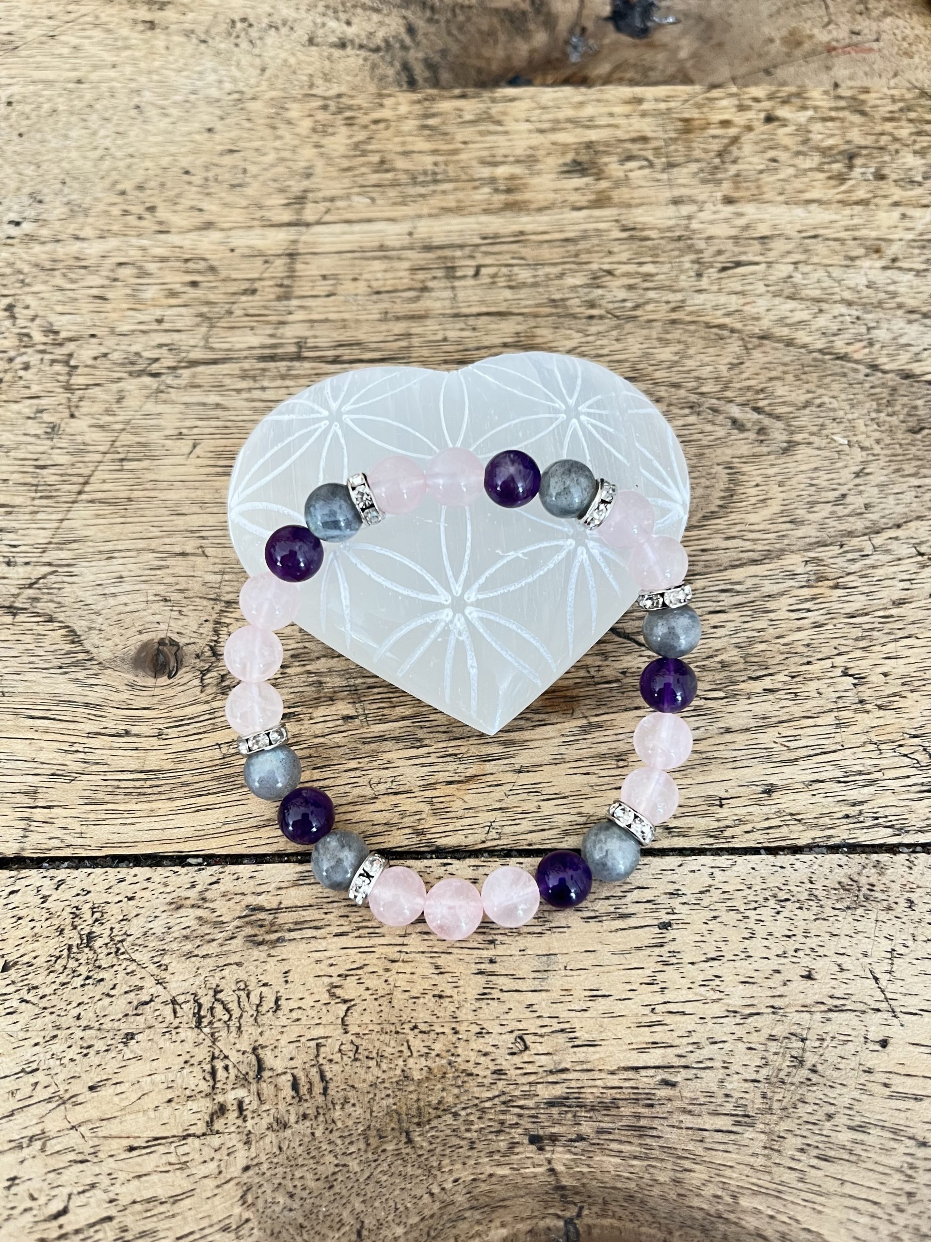 Bracelet Anti-Stress Femme en Pierres Naturelles – Améthyste, Quartz Rose & Labradorite | Équilibre Intérieur – Image 7