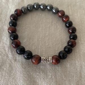 Bracelet Masculin en Onyx, Œil de Taureau et Hématite – Force Intérieure & Protection