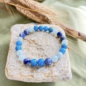Bracelet Chakra de la Gorge – Communication, Confiance & Clarté (Apatite, Sodalite, Aigue-Marine)