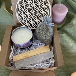 Coffret Rituel de Purification & Sérénité – Fleur de Vie, Sélénite, Palo Santo, Lavande & Bougie Naturelle
