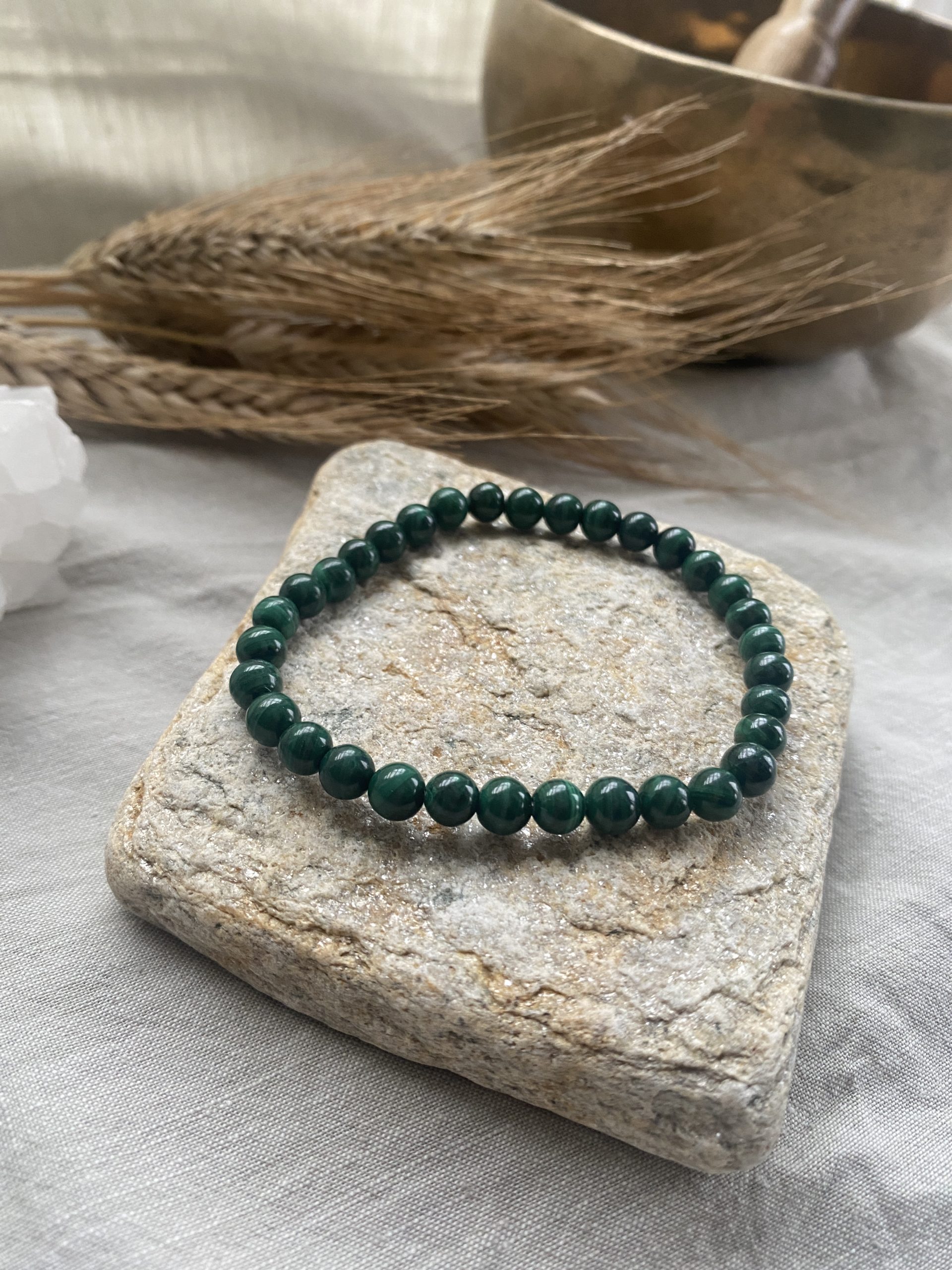 Bracelet en Malachite (6 mm) – bijou bien-être contre les blocages émotionnels