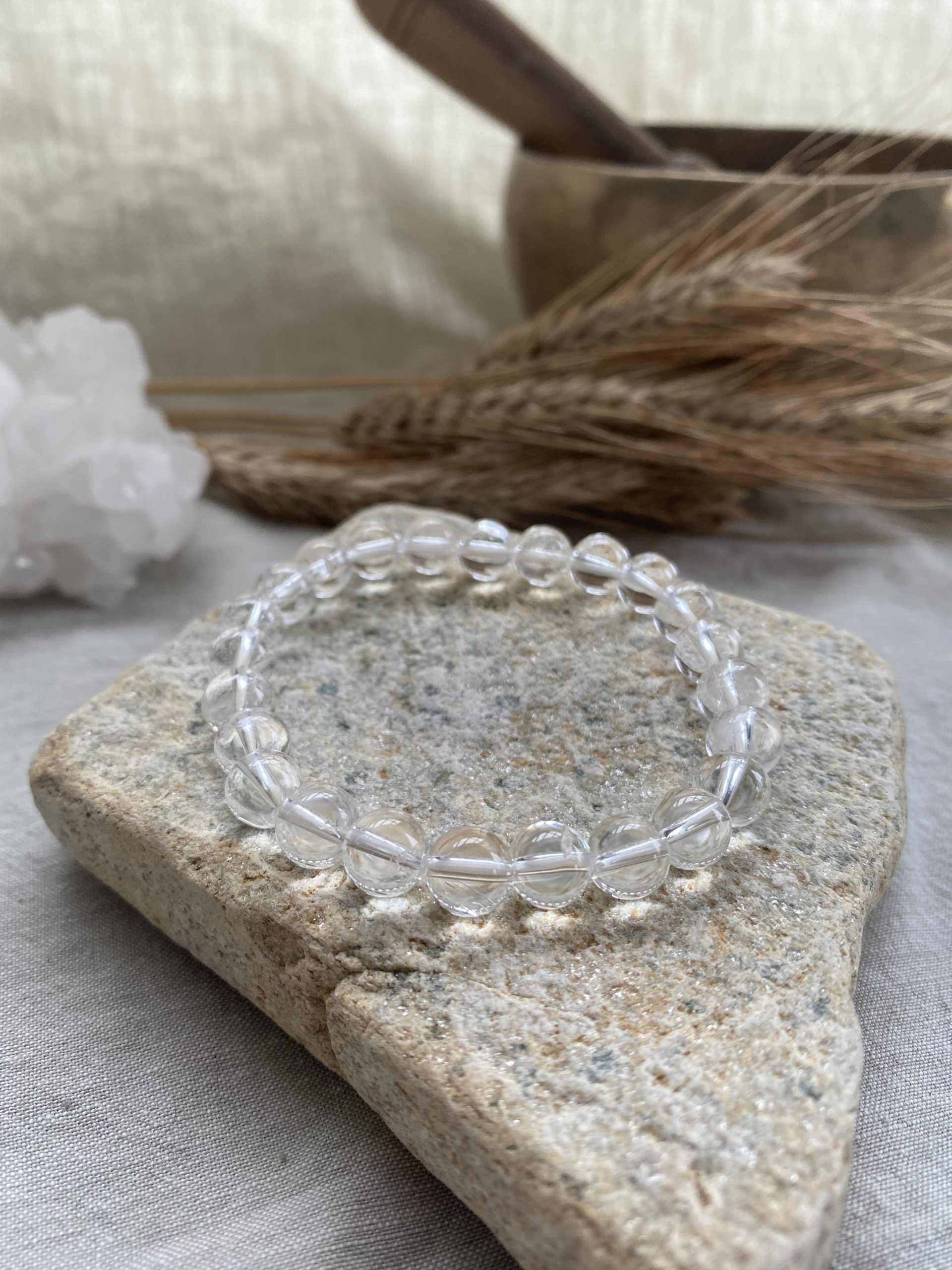 Bracelet Cristal de Roche – Pierre de Lumière, Protection et Rechargement Énergétique