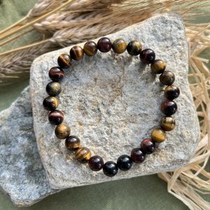 Bracelet Triple Protection – Œil de Tigre, Œil de Faucon & Œil de Taureau – Ancrage, Force & Clairvoyance