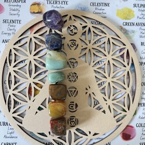 Harmonie des 7 Chakras – Plaque de rechargement & Pierres Roulées Naturelles