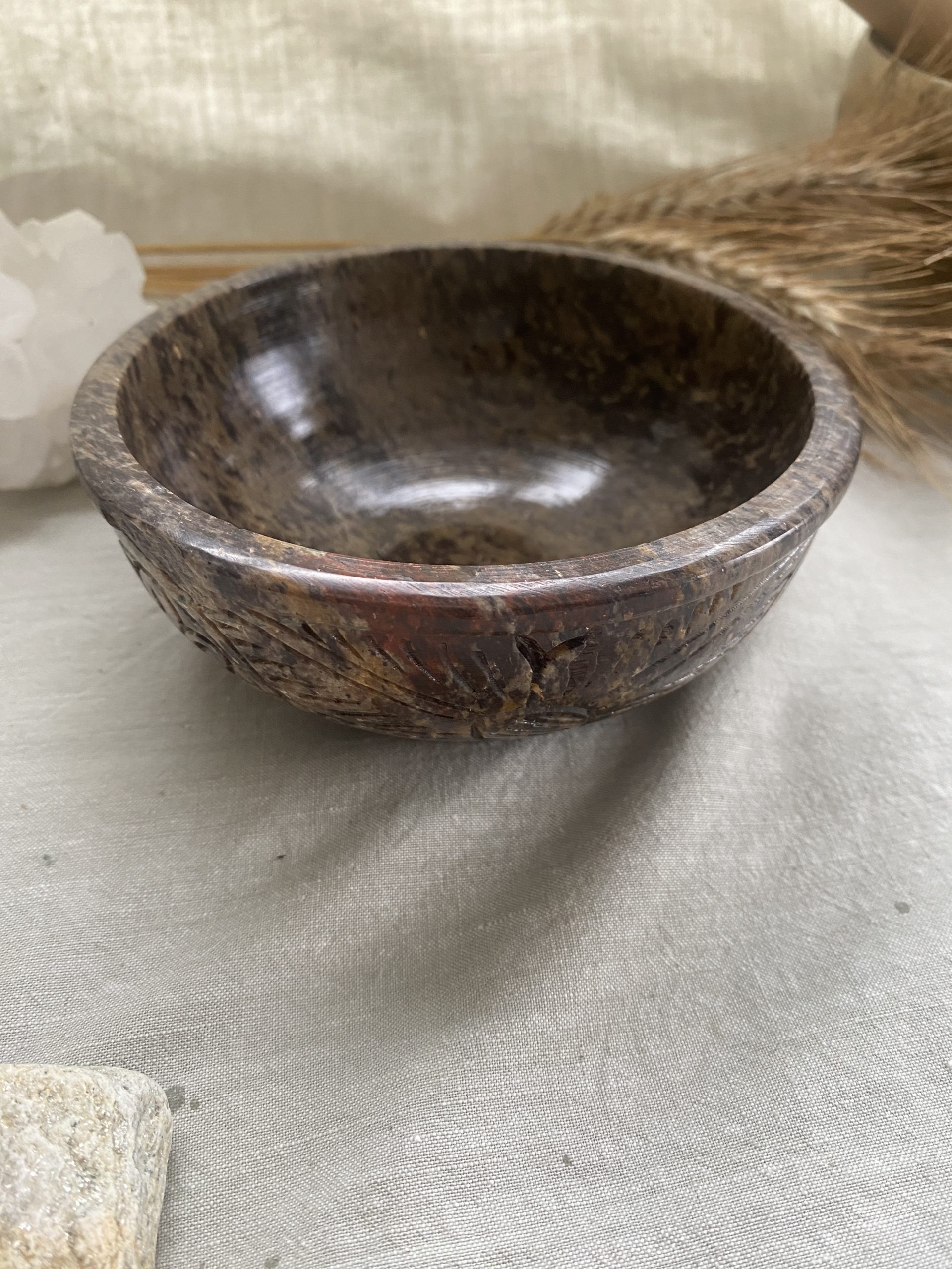 Bol traditionnel indien en pierre saponite – Pour épices – Image 6