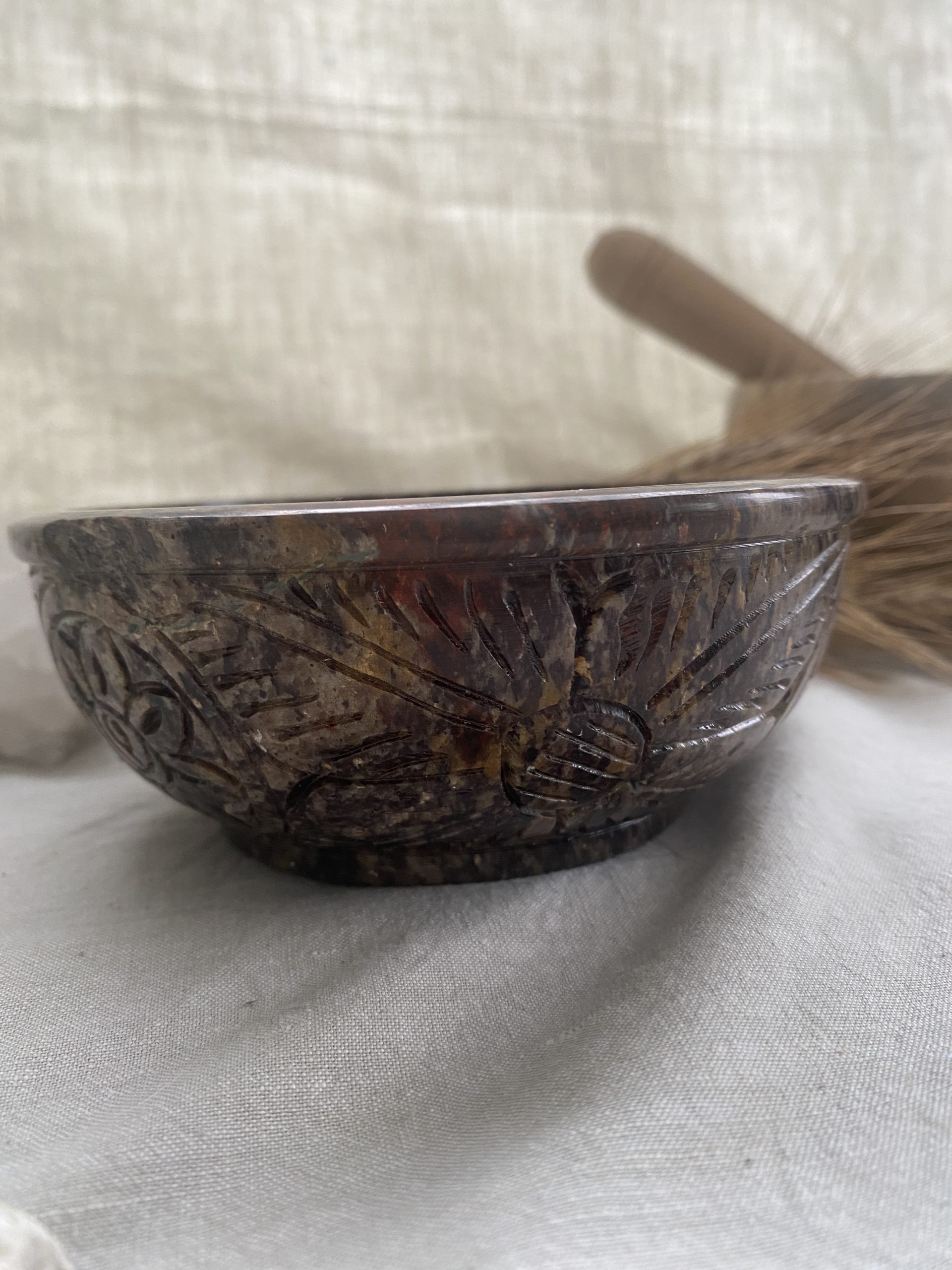 Bol traditionnel indien en pierre saponite – Pour épices – Image 5