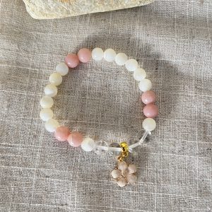 Bracelet Opale & Pierre de Lune avec Cristal de Roche – Douceur, intuition et clarté