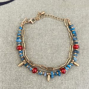 Bracelet Duo Doré en Acier Inoxydable & Pierres Naturelles – Qualité AA